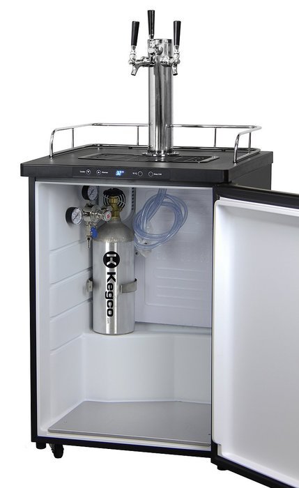 Kegco Full-Size Digital Homebrew Kegerator Triple Faucet Ball Lock Keg Dispenser Stainless N8