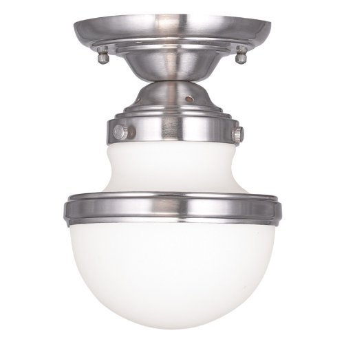 Livex Lighting 5720-91 Oldwick 1-Light Ceiling Mount, Brushed Nickel by Livex Lighting