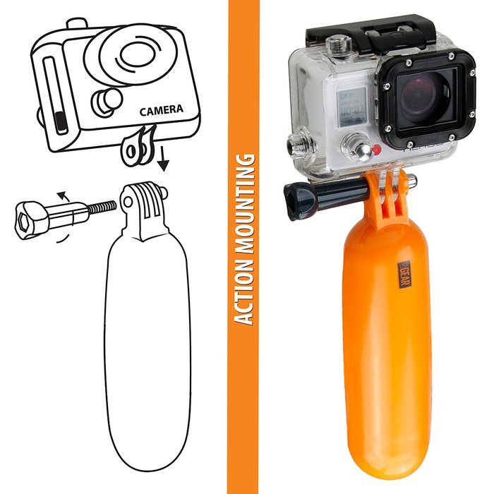 Action Cam Floating Hand Grip Mount with Wrist Strap , Universal Tripod Adapter and 180-Degree Articulation by...