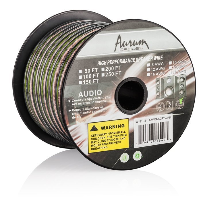 Aurum Cables 12 Gauge Dual Color Transparent PVC Speaker Zip Wire l Green and Regular Transparent I w/ ft markings... N5