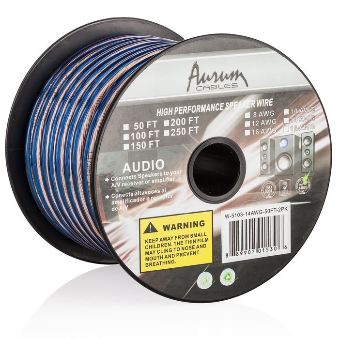 Aurum Cables 12 Gauge Dual Color Transparent PVC Speaker Zip Wire l Green and Regular Transparent I w/ ft markings... N6