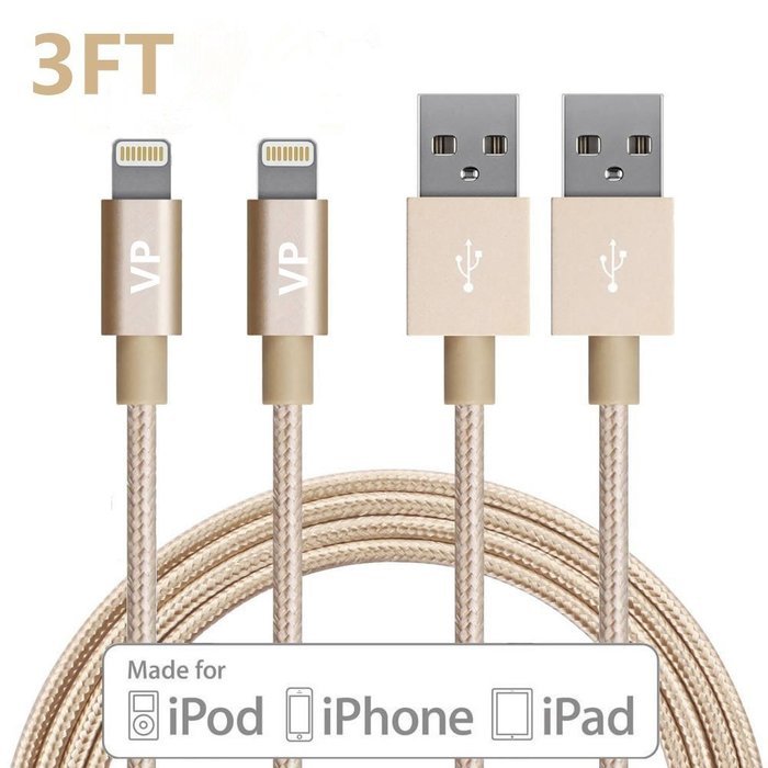 Lightning Cable, VP 2Pack 10 FT iPhone Charger Cord nylon braided for Apple iphone SE, iPhone 7, 6s, 6s+, 6+,... N24