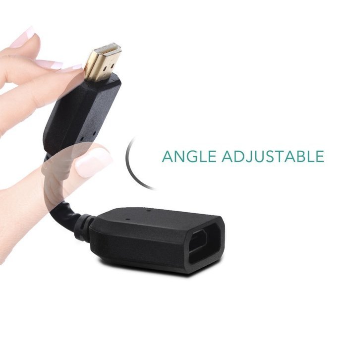 DIZA100 Any Angle Adjustable Rotation HDMI Male to Female Swivel Adapter Converter Black N2