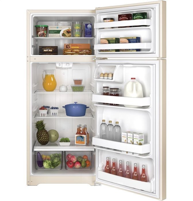 Ge GIDDS-632157 Energy Star 17.5 cu. ft. Top Freezer Refrigerator, Bisque, Reversible Door Swing N3