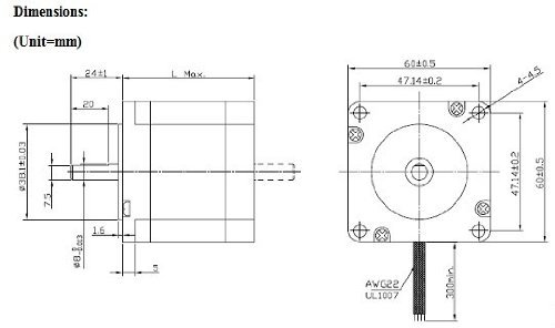 RioRand 1.8&deg;60mm Hybrid-Stepper-Motor-NEMA24(JK60HS88-2008) N3
