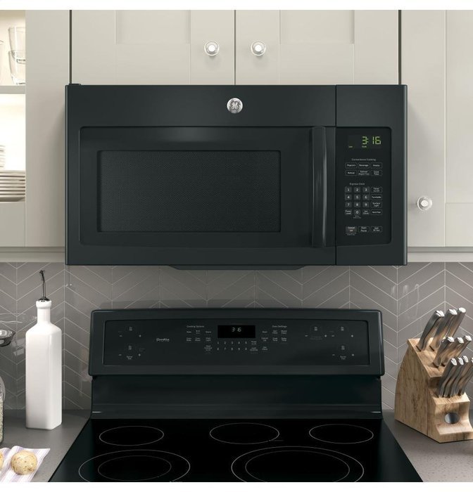 GE JNM3163DJBB 1.6 Cu. Ft. Black Over-the-Range Microwave N5
