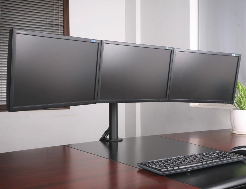 World Pride Monitor Arm Stand for 3 LCD Screens, 360 Degree Rotation of Screens, Height Adjustable