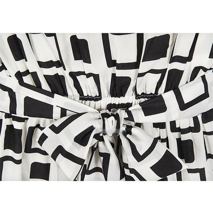 Banggood Ladies Girl Summer Chiffon Loose Blouse Black White Plaid Tops