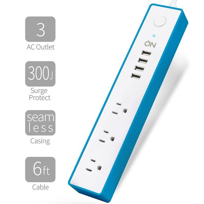 ON 3 AC Outlet Surge Protector Power Strip with 4 USB Charging Station, USB 3.1A Max Output with Level 6 Efficiency... N19