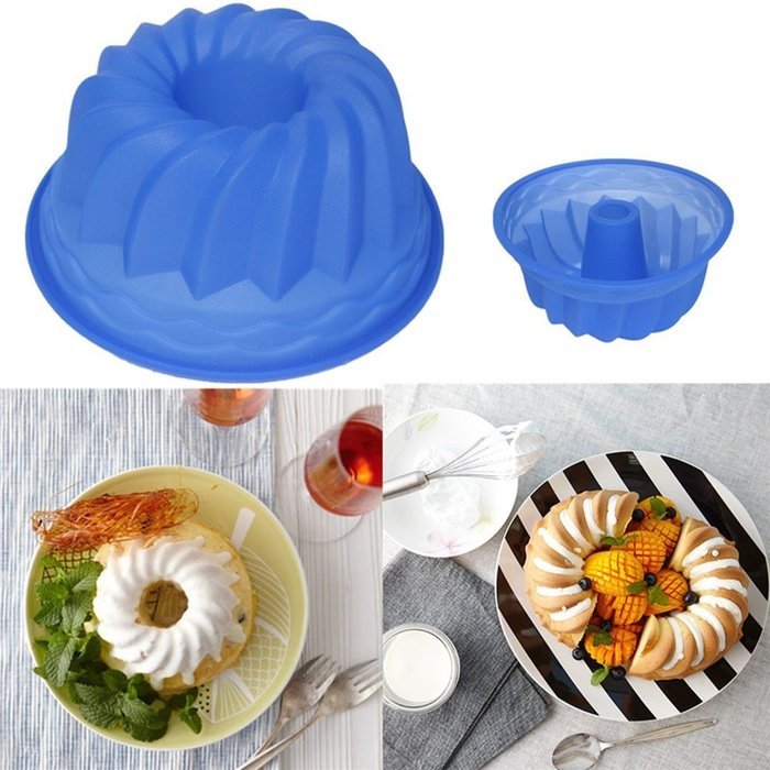 Silicone Swirl Bundt Ring Pan Shaped Cake Bread Pastry Silicone Mold Pan Bakeware Tray Mould Tool (Color: Sent... N5