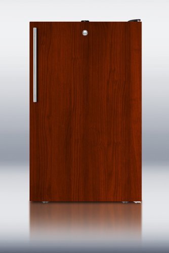 Summit CM421BLIFADA: ADA compliant 20" wide refrigerator-freezer with a lock, black exterior, and integrated door... N3