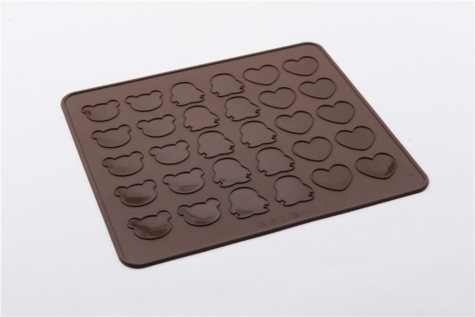 30 Cavity Food Grade Silicone Macaron Baking Mat for Microwave Oven Kitty Heart Penguin Shape N3