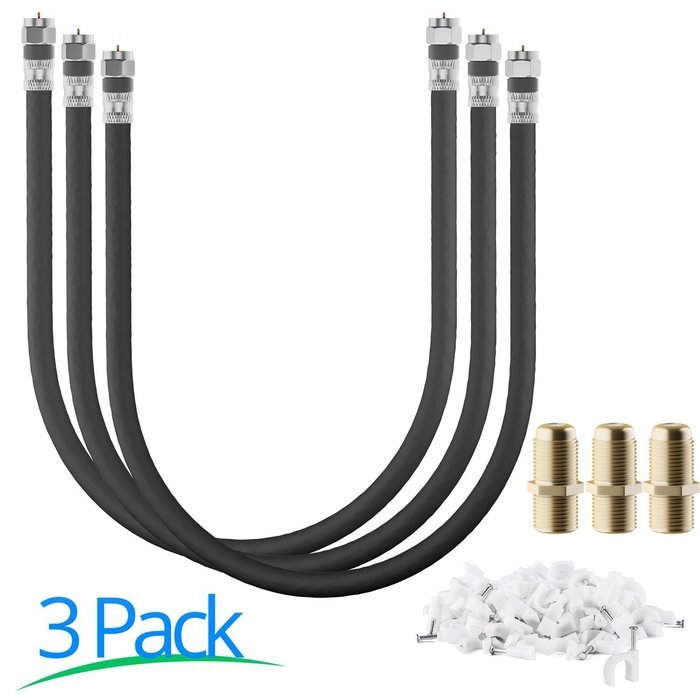 RG-6 | 25 Ft | Black | 2 Pack | UL CL2 Certified Cable Quad Shielded Coaxial Cable For Satellite TV & High Speed... N36