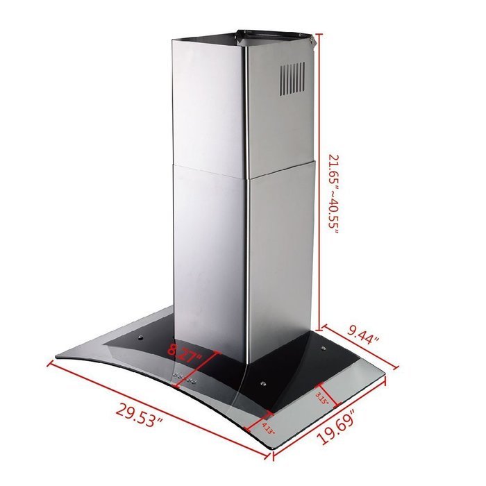 Douself 30" Range Hood Kitchen Wall Mount Stainless Steel & Glass N7