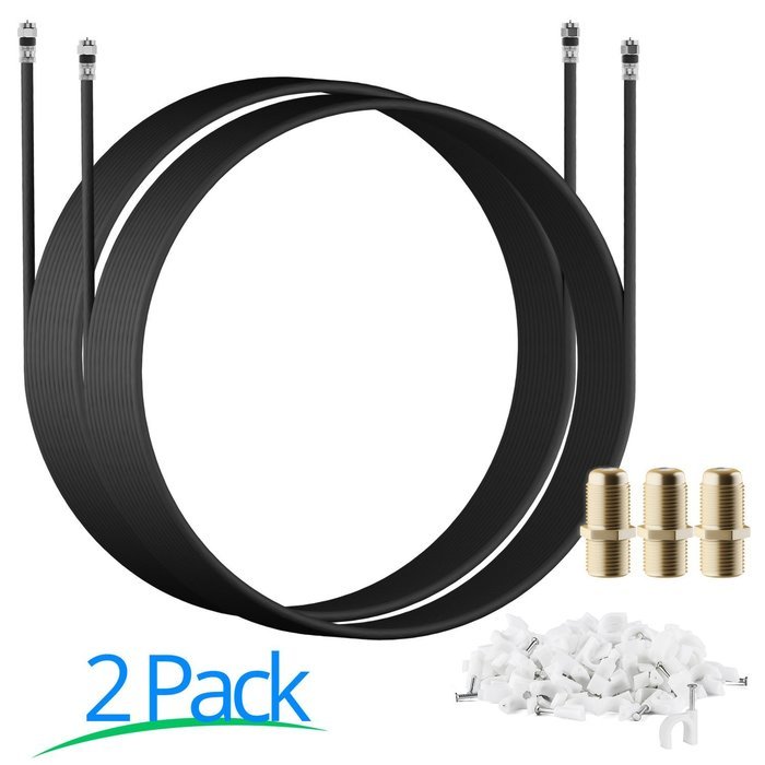 RG-6 | 25 Ft | Black | 2 Pack | UL CL2 Certified Cable Quad Shielded Coaxial Cable For Satellite TV & High Speed... N44