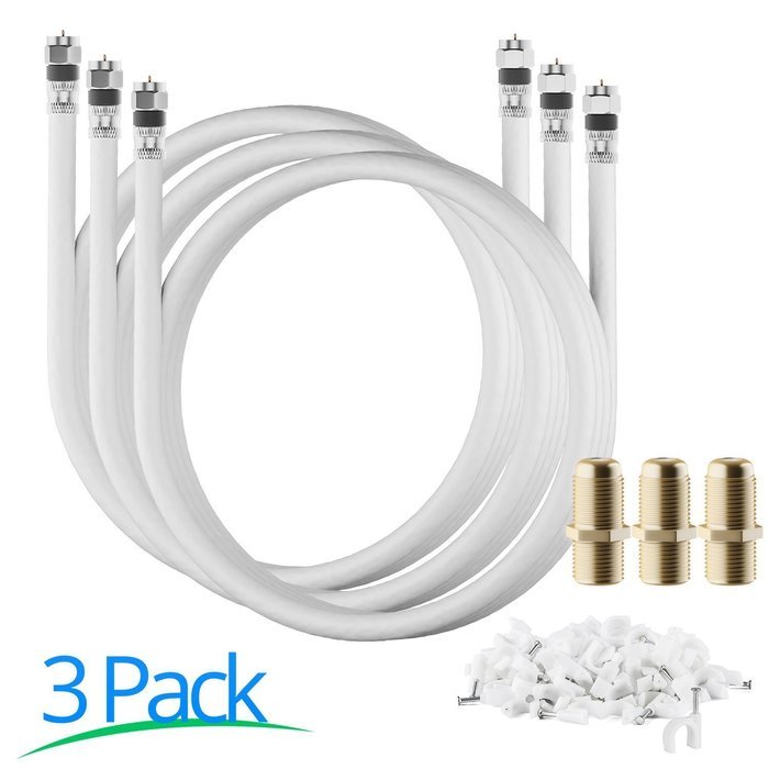 RG-6 | 25 Ft | Black | 2 Pack | UL CL2 Certified Cable Quad Shielded Coaxial Cable For Satellite TV & High Speed... N48