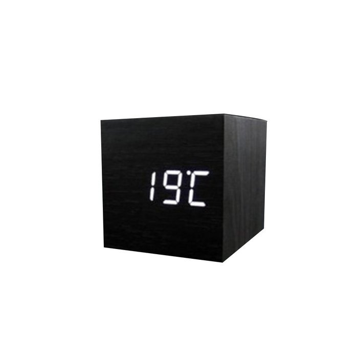 Autek Popular Cube USB Wood Wooden LED Alarm Digital Desk Clock with sound control (Bamboo Blue) N4