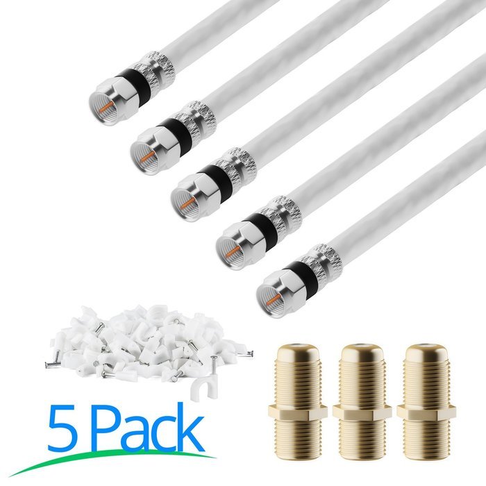 RG-6 | 25 Ft | Black | 2 Pack | UL CL2 Certified Cable Quad Shielded Coaxial Cable For Satellite TV & High Speed... N49