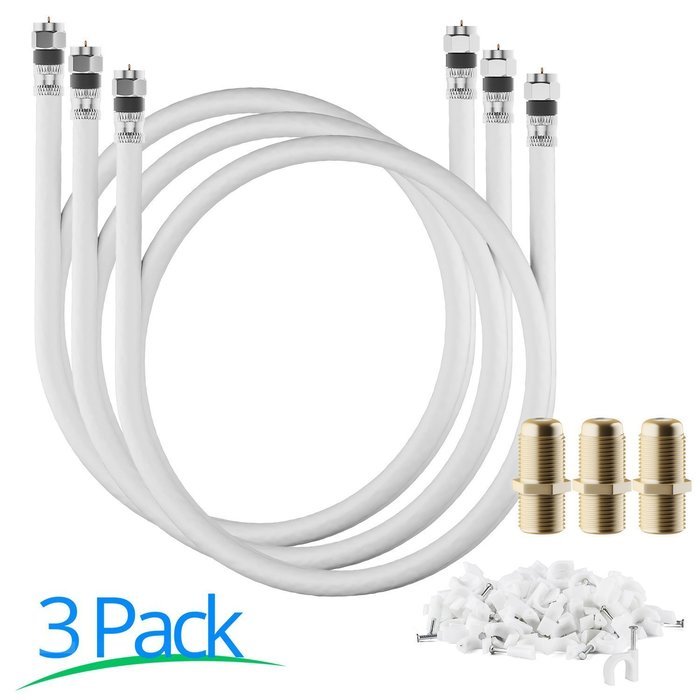 RG-6 | 25 Ft | Black | 2 Pack | UL CL2 Certified Cable Quad Shielded Coaxial Cable For Satellite TV & High Speed... N50