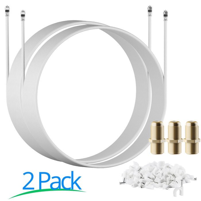 RG-6 | 25 Ft | Black | 2 Pack | UL CL2 Certified Cable Quad Shielded Coaxial Cable For Satellite TV & High Speed... N53