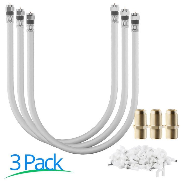 RG-6 | 25 Ft | Black | 2 Pack | UL CL2 Certified Cable Quad Shielded Coaxial Cable For Satellite TV & High Speed... N54