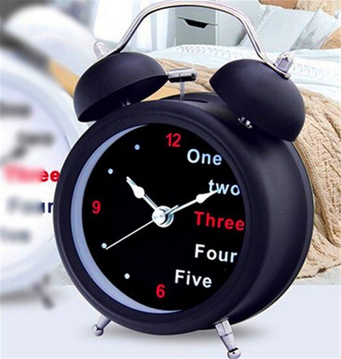 Surborder Shop Creative Twin Bell Analog Alarm Clock Battery Operated - Loud Alarm Clock 3" Black N3