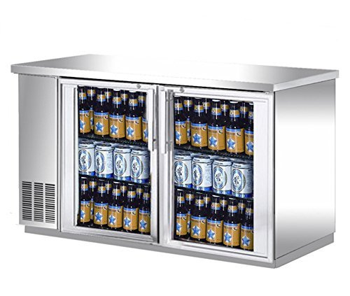 UBB-24-60GS 60" Narrow Glass Door Stainless Steel Back Bar Cooler with LED Lighting
