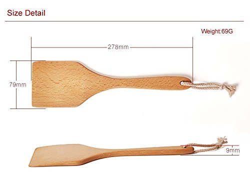 Nature beech wood spatula hand-carved polished wooden salad mixing spoon shovel cooking tools N3