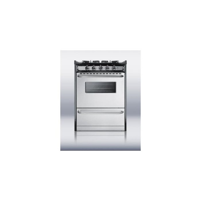 TNM61027BFRWY Professional 24" Gas Range With Four Sealed 9000 BTU Burners Oven Window Drop-Down N3