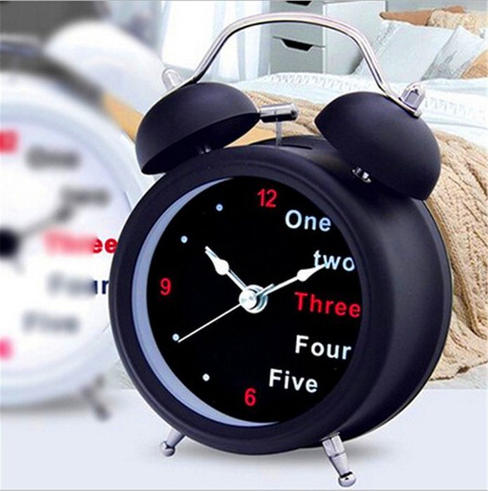 Surborder Shop Creative Twin Bell Analog Alarm Clock Battery Operated - Loud Alarm Clock 3" Black N4