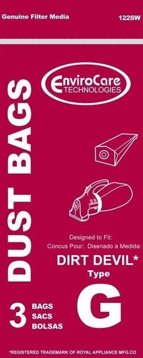 Vacuum Parts & Accessories Type G Vacuum Bag fits DIRT DEVIL HAND VAC style G 3pk