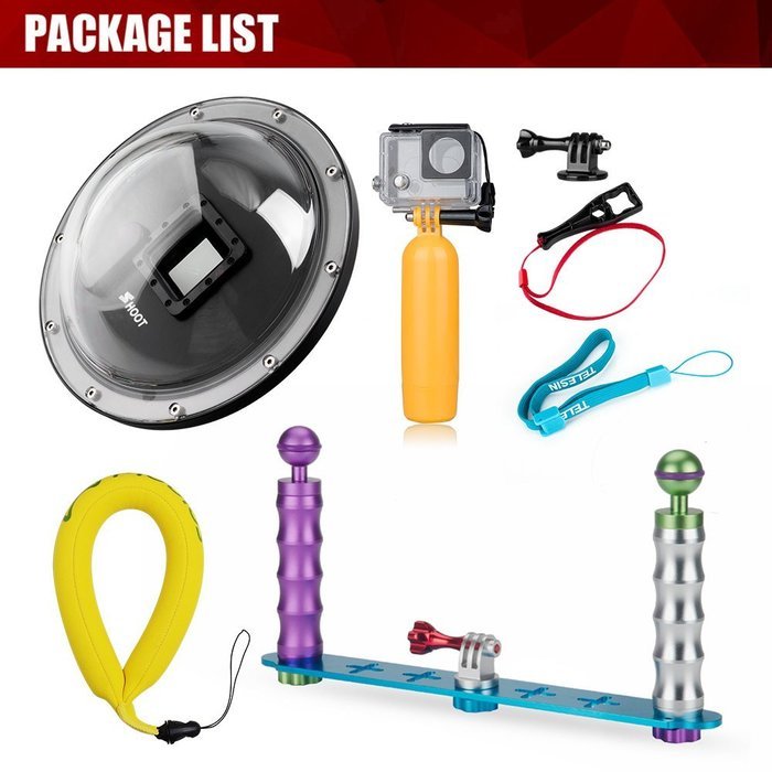 Lightwish 6 Inches Dome Port Underwater Housing + Aluminum Alloy Diving Handheld Selfie + Floating Wrist Strap... N2