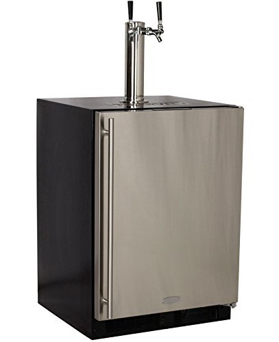 Marvel Built-In Kegerator Keg Dispenser - X-CLUSIVE Premium 2-Tap Direct Draw Kit - Black/Stainless N8