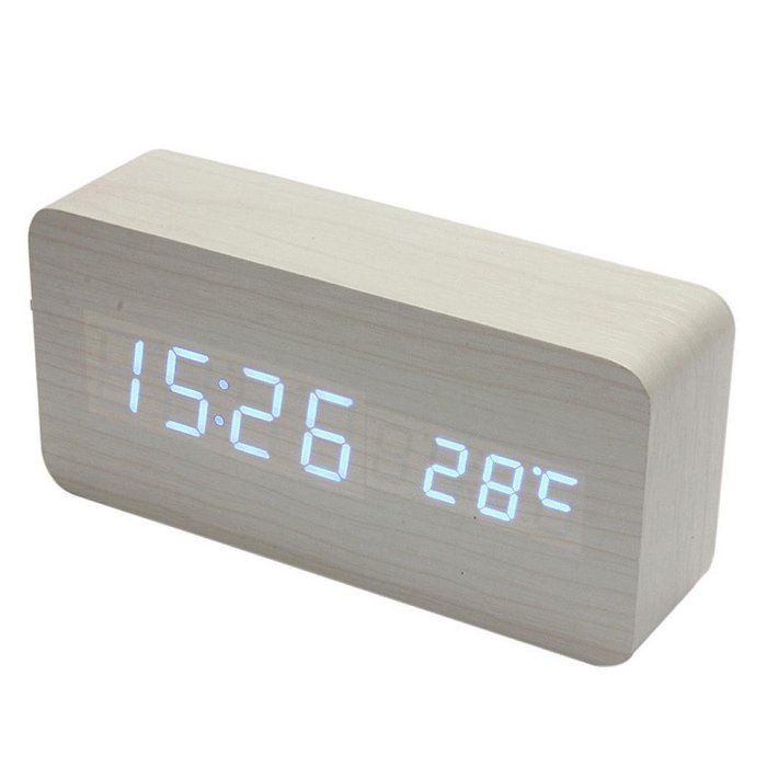 DZT1968 Wooden LED Electronic Desktop Digital Alarm Clock With Temperature N4
