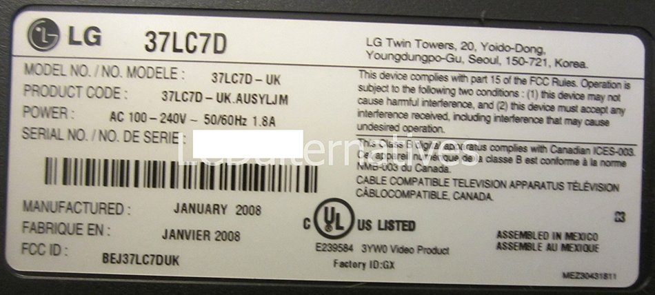 Repair Kit, LG 37LC7D UK, LCD Monitor, Capacitors, Not the Entire Board