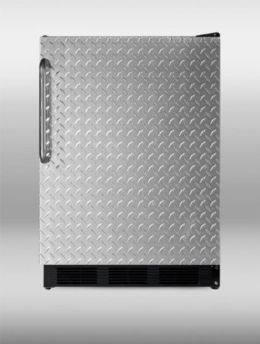 Summit CT66BBIDPL: Built-in undercounter refrigerator-freezer with cycle defrost, diamond plate wrapped door