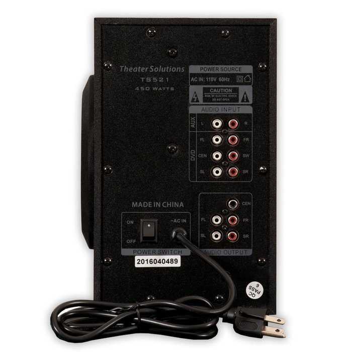 Theater Solutions TS521 Home Theater 5.1 Speaker System with Optical Input and 2 Extension Cables N4