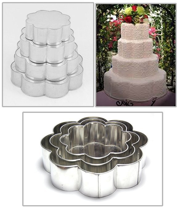 Professional 4 Tier Petal Multilayer Wedding Anniversary Cake baking pan 6" 8" 10" 12"