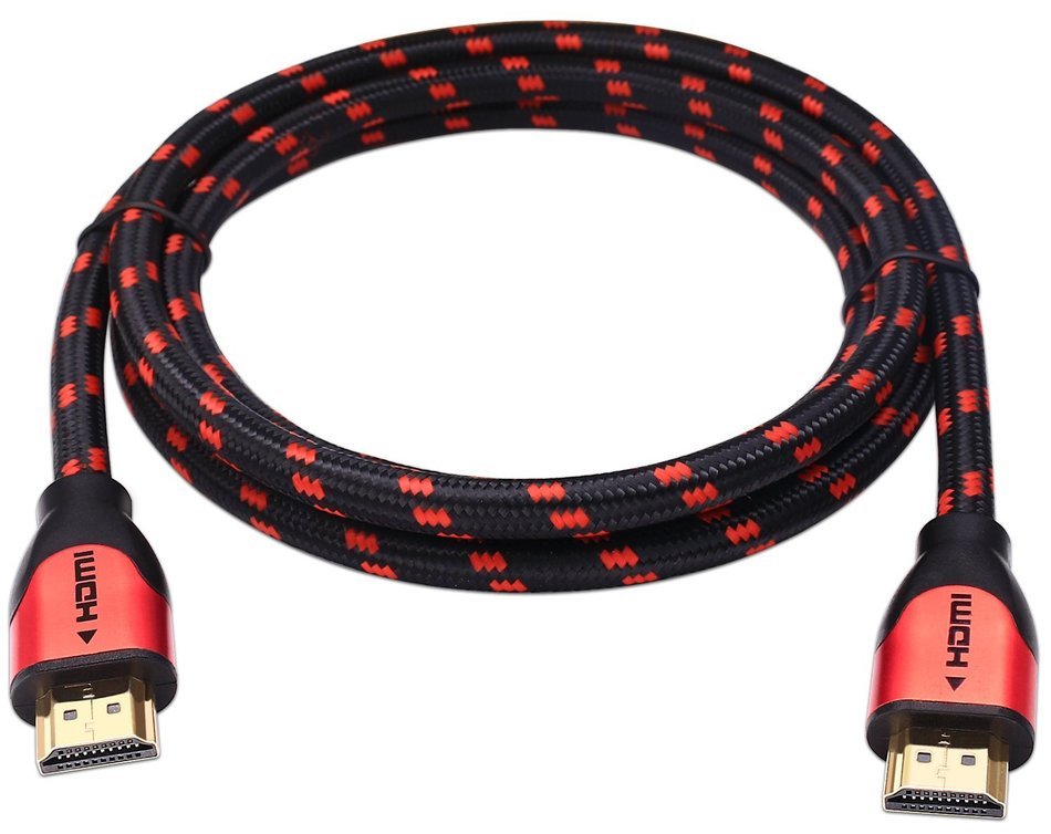 JINPIN Ultra High Speed hdmi cable-BC 50ft black/red with Braided Cord support Ethernet ,3D,4K and Audio Return... N3