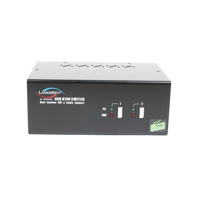 Linkskey 2-Port Dual Monitor DVI/DVI USB KVM + 7.1 Surround/Microphone/USB with Cables (LDV-DM702AUSK) N27