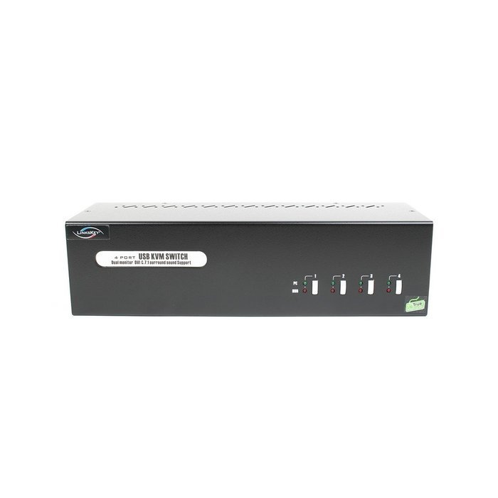 Linkskey 2-Port Dual Monitor DVI/DVI USB KVM + 7.1 Surround/Microphone/USB with Cables (LDV-DM702AUSK) N28