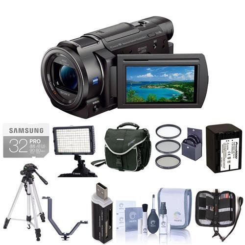 Sony FDR-AX33 4K Ultra HD Handycam Camcorder - Bundle with Video Bag, 32GB Class 10 SDHC Card, Video Light, Spare...