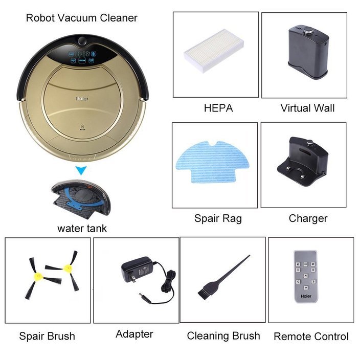 Haier Self Charging Wet Mop Floor Cleaning Robot Vacuum Cleaner with Remote Control (Golden) N4