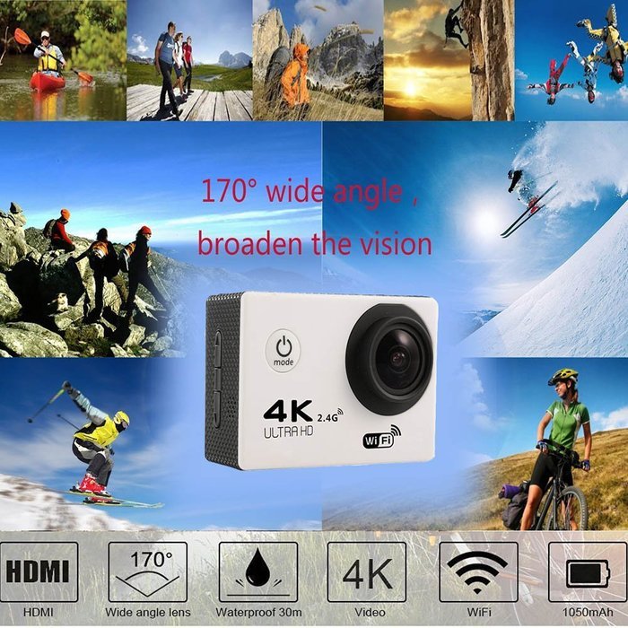 AKEDRE&reg; Sports Action Camera 2.0 " Black Mini Full HD 1080p 12mp Wifi 140&deg; Wide Angle Waterproof Shockproof Helmet... N3