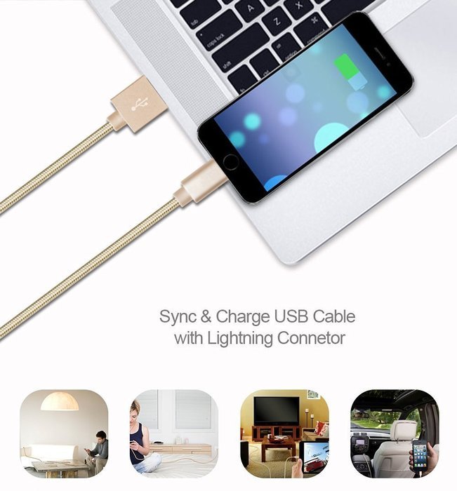 Lightning Cable, VP 2Pack 10 FT iPhone Charger Cord nylon braided for Apple iphone SE, iPhone 7, 6s, 6s+, 6+,... N36