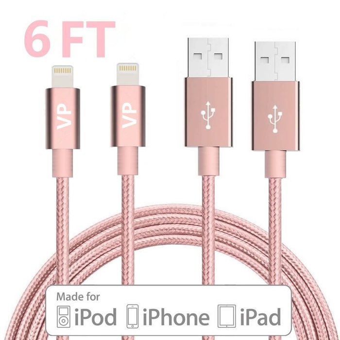 Lightning Cable, VP 2Pack 10 FT iPhone Charger Cord nylon braided for Apple iphone SE, iPhone 7, 6s, 6s+, 6+,... N40