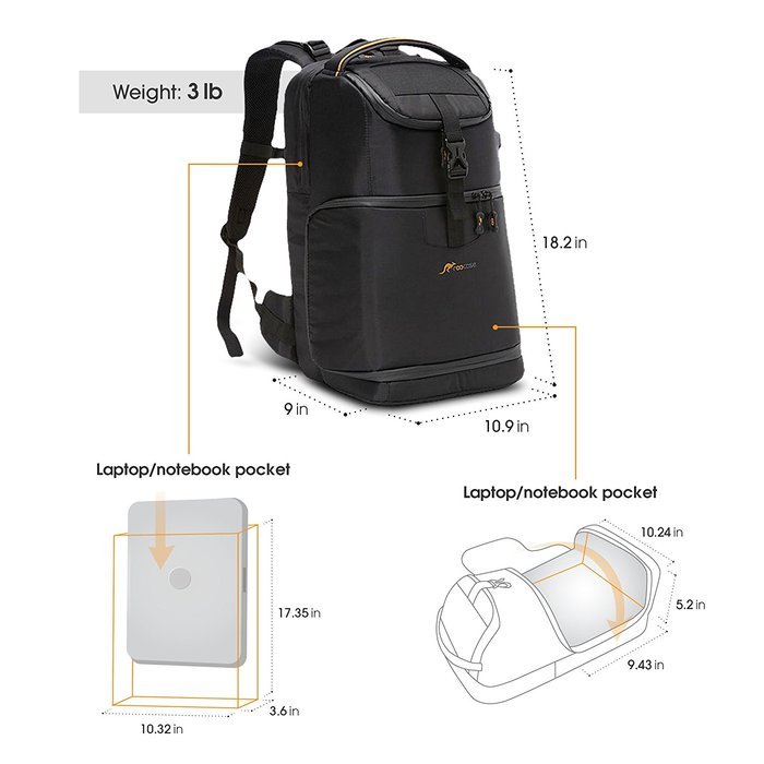 Large Camera Bag, rooCASE DSLR Camera Shoulder Case Bag N30