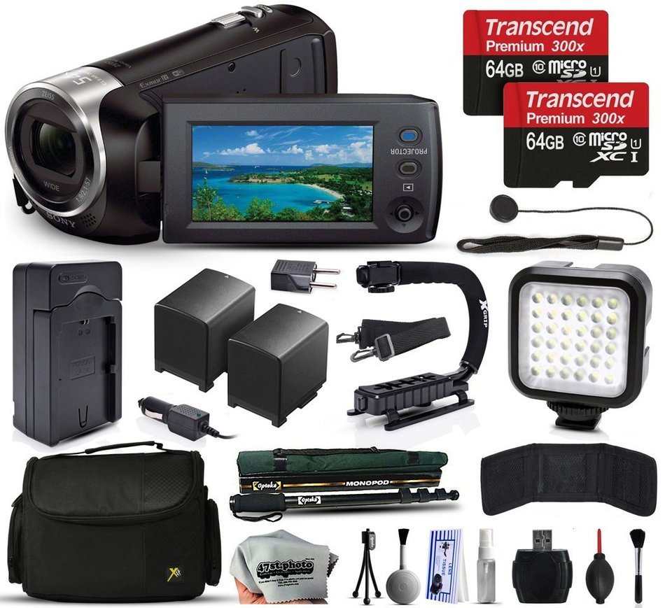 Sony HDR-PJ275 Full HD Handycam Camcorder Video Camera + 128GB Memory + Charger with Car/Euro Adapter + Action...