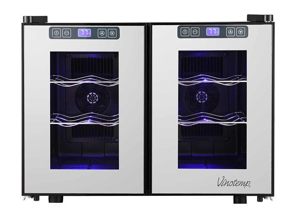 Vinotemp 12-Bottle Dual-Zone Touch Screen Thermoelectric Mirrored Wine Cooler