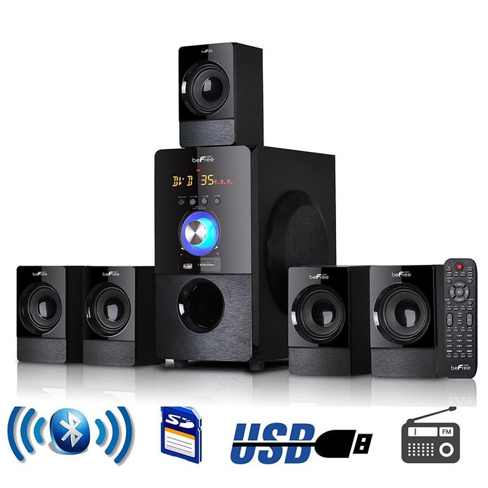 beFree Sound 5.1 Channel Surround Sound Bluetooth Speaker System in Black N5